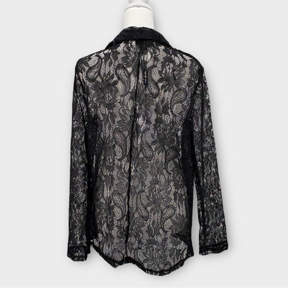 James Lakeland Sheer Lace Open Front  Blazer in Black Women’s Size M NWT - Picture 6 of 11